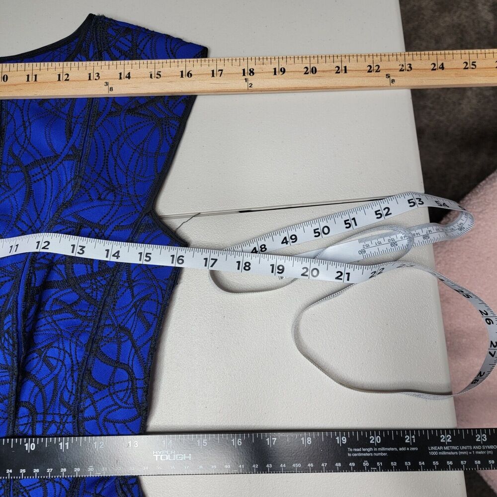 Tadashi Shoji Blue Mini Dress with Black Lace Overlay - Picture 15 of 16